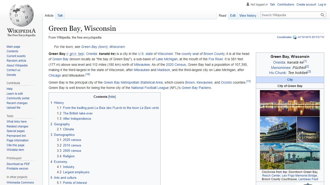 Green Bay, Wisconsin - Wikipedia